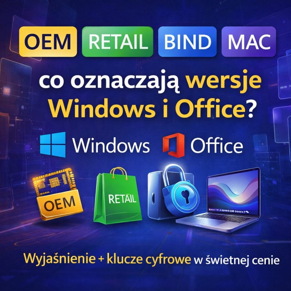 OEM, RETAIL, BIND, MAC – co oznaczają te wersje Windows i Office?
